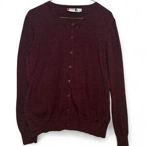 Clique brand cranberry/wine-colored cardigan